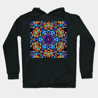 Psychedelic Kaleidoscope Flower Red Green and Blue Hoodie